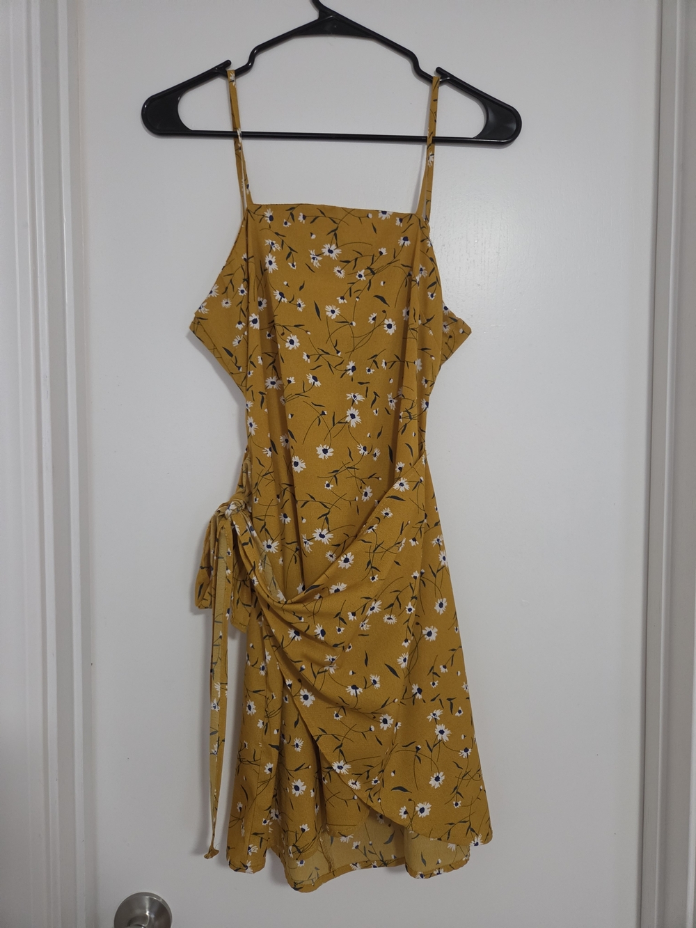 Mustard Yellow Floral Tie-Waist Sundress